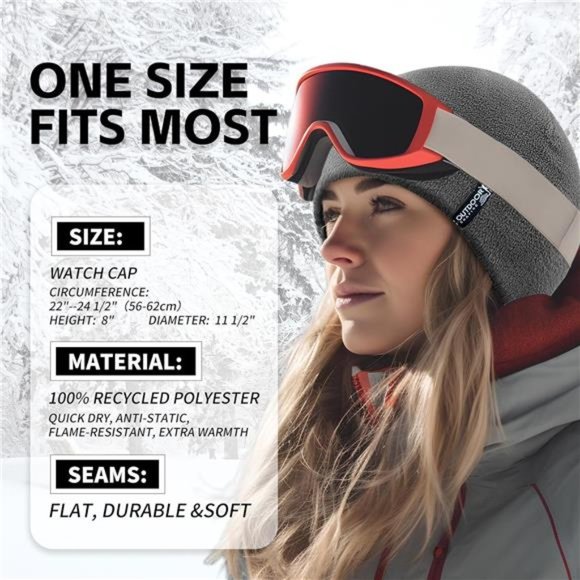 Fleece Cap Winter Warm Beanie Multi-Season Watch Cap Military Army 2 Pack - Picture 4 of 5